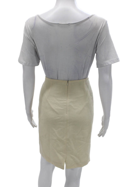 Lafayette 148 New York Womens Straight Pencil Skirt Beige Virgin Wool Size 10