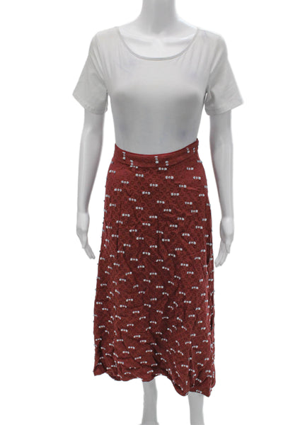 Rachel Comey Women Red Geometric Viscose A-Line Midi Skirt Size 4