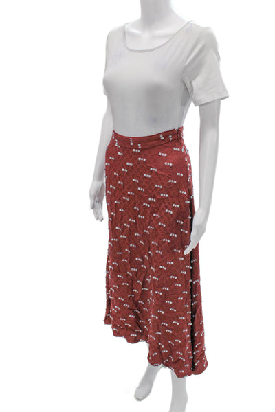 Rachel Comey Women Red Geometric Viscose A-Line Midi Skirt Size 4
