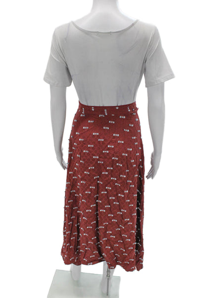 Rachel Comey Women Red Geometric Viscose A-Line Midi Skirt Size 4