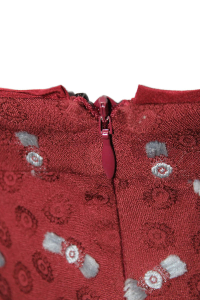 Rachel Comey Women Red Geometric Viscose A-Line Midi Skirt Size 4