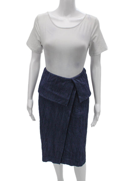 M.M. Lafleur Women Wrap Skirt Blue Zip Knee Length Size 2