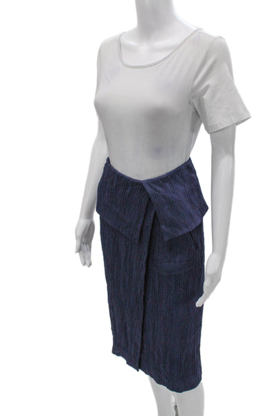M.M. Lafleur Women Wrap Skirt Blue Zip Knee Length Size 2