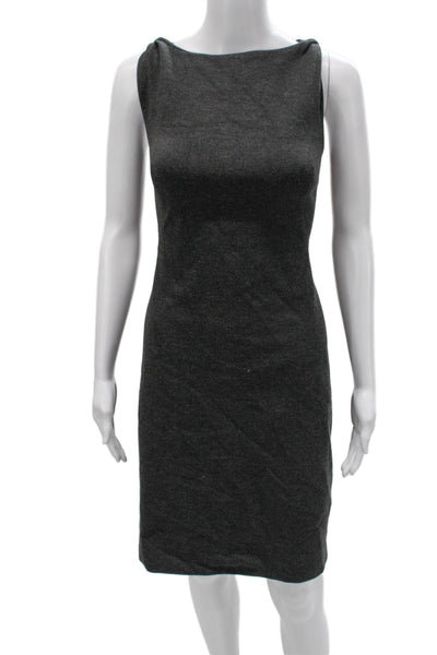 M.M. Lafleur Women Gray Sheath Dress Boat Neck Knee Length Sleeveless Size 10