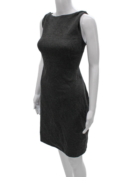 M.M. Lafleur Women Gray Sheath Dress Boat Neck Knee Length Sleeveless Size 10