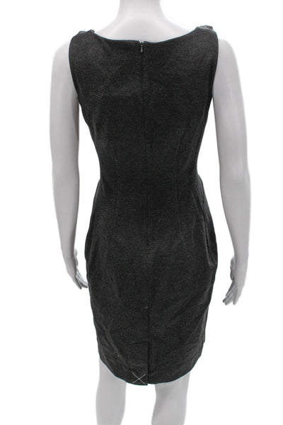 M.M. Lafleur Women Gray Sheath Dress Boat Neck Knee Length Sleeveless Size 10