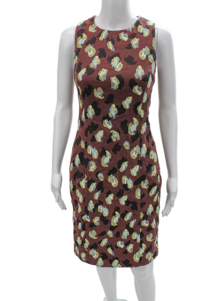 M.M. Lafleur Womens Sheath Dress Brown Sleeveless Zip Knee Length Size 2