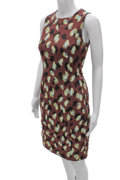 M.M. Lafleur Womens Sheath Dress Brown Sleeveless Zip Knee Length Size 2