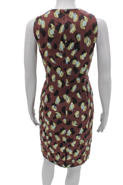 M.M. Lafleur Womens Sheath Dress Brown Sleeveless Zip Knee Length Size 2