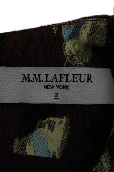 M.M. Lafleur Womens Sheath Dress Brown Sleeveless Zip Knee Length Size 2