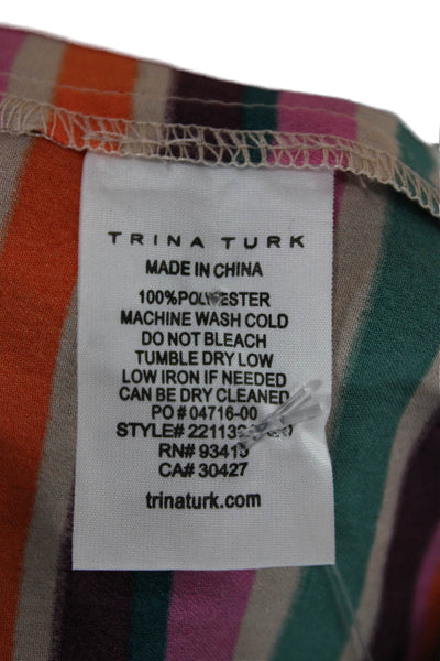 Trina Turk Womens Shirt Dress Multicolor Geometric Collared Short Sleeve Size 8
