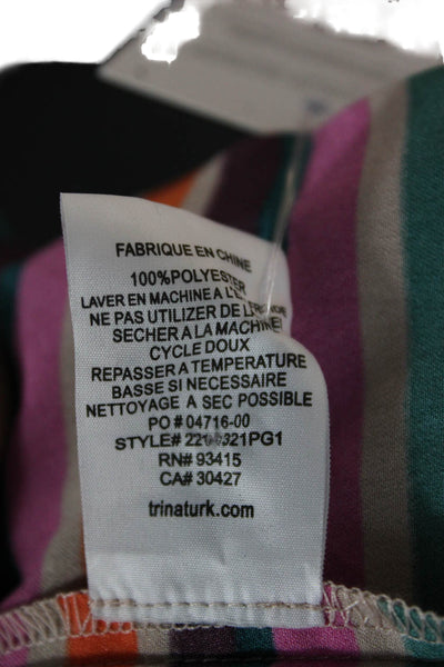 Trina Turk Womens Shirt Dress Multicolor Geometric Collared Short Sleeve Size 8