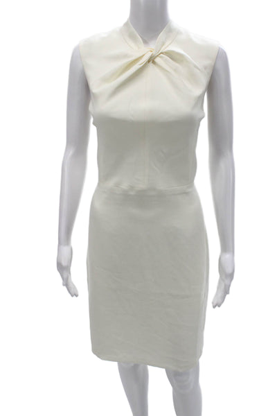 Club Monaco Women Sheath Dress Ivory High Neck Sleeveless Knee Length Zip Size 8
