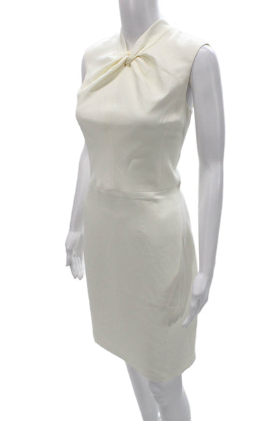 Club Monaco Women Sheath Dress Ivory High Neck Sleeveless Knee Length Zip Size 8