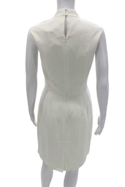 Club Monaco Women Sheath Dress Ivory High Neck Sleeveless Knee Length Zip Size 8