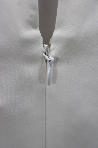 Club Monaco Women Sheath Dress Ivory High Neck Sleeveless Knee Length Zip Size 8