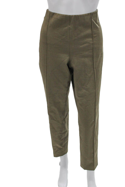 Lafayette 148 New York Women Ankle Pants Green Cotton Pull On Size 10