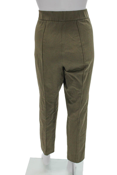Lafayette 148 New York Women Ankle Pants Green Cotton Pull On Size 10