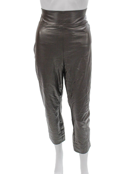 M.M. Lafleur Women Cropped Gray Pull On Polyurethane Pants Size 14