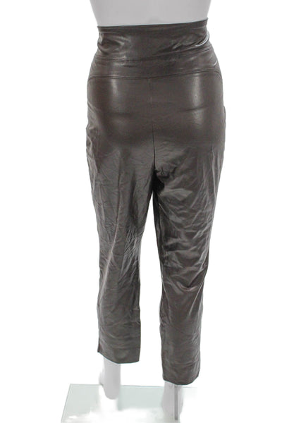 M.M. Lafleur Women Cropped Gray Pull On Polyurethane Pants Size 14