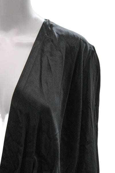 Giorgio Armani Womens Silk Black Basic Blouse V-Neck Long Sleeve Fall Size 44