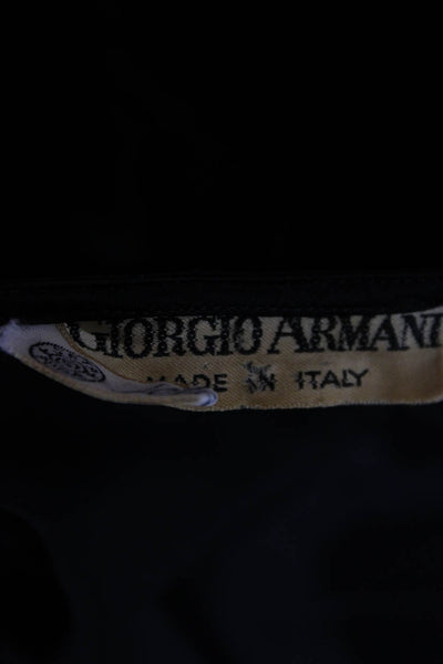 Giorgio Armani Womens Silk Black Basic Blouse V-Neck Long Sleeve Fall Size 44