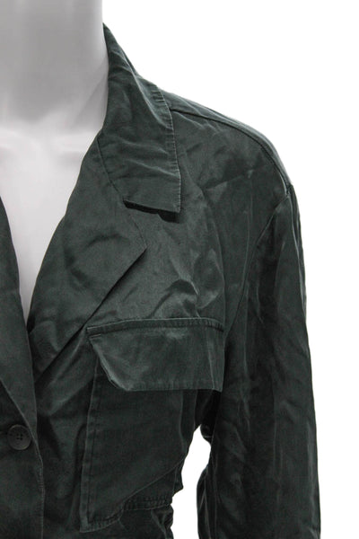 M.M. Lafleur Women Silk Green Military Jacket Size M