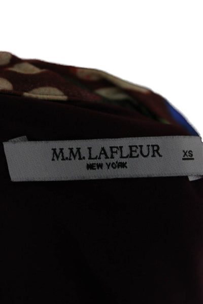 M.M. Lafleur Women Geometric V-Neck Viscose Button Long Sleeve Blouse Size XS