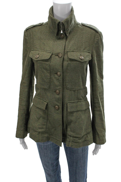Rag & Bone Women Military Jacket Green Wool Blend Button Long Sleeve Size 4