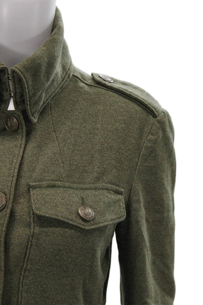 Rag & Bone Women Military Jacket Green Wool Blend Button Long Sleeve Size 4