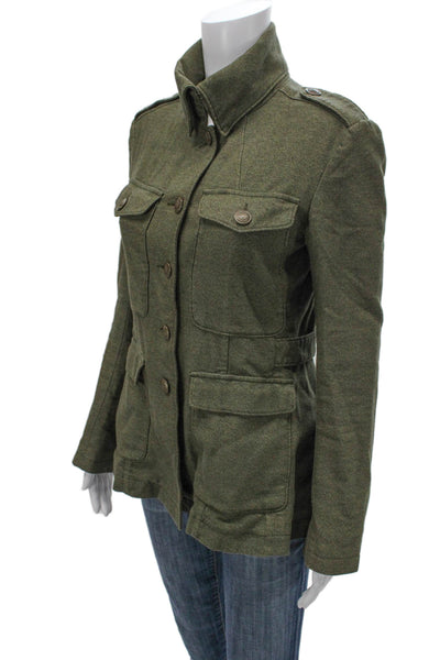 Rag & Bone Women Military Jacket Green Wool Blend Button Long Sleeve Size 4