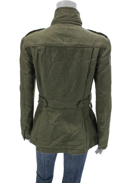 Rag & Bone Women Military Jacket Green Wool Blend Button Long Sleeve Size 4