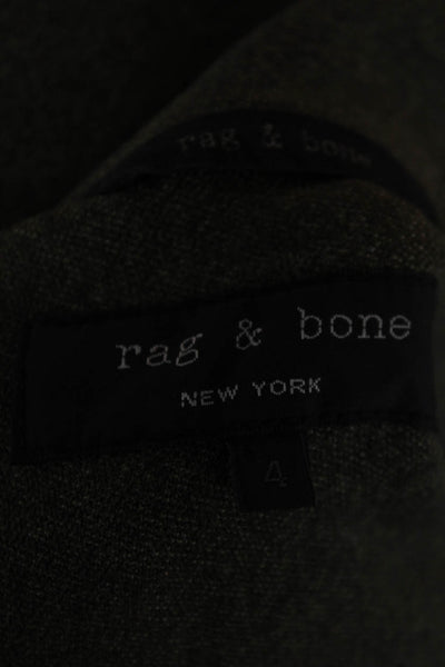 Rag & Bone Women Military Jacket Green Wool Blend Button Long Sleeve Size 4