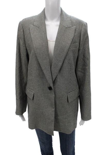 Kobi Halperin Womens Houndstooth Blazer Black Button Size L