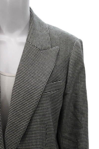 Kobi Halperin Womens Houndstooth Blazer Black Button Size L
