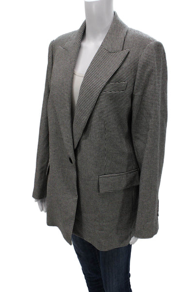 Kobi Halperin Womens Houndstooth Blazer Black Button Size L