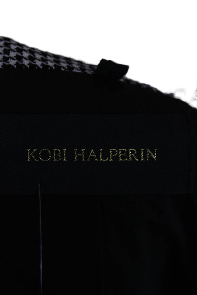 Kobi Halperin Womens Houndstooth Blazer Black Button Size L