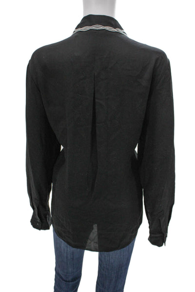 Elie Tahari Womens Silk Collared Button Front Long Sleeve Basic Blouse Size XL