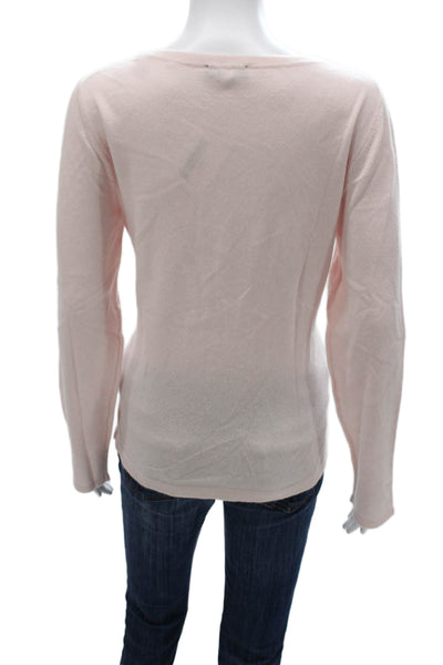 Forte Cashmere Women Pink Boat Neck Pullover Sweater 100% Cashmere Size XL
