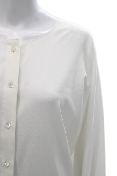 Pink Tartan Women White Long Sleeve Blouse Polyester Blend Size XL