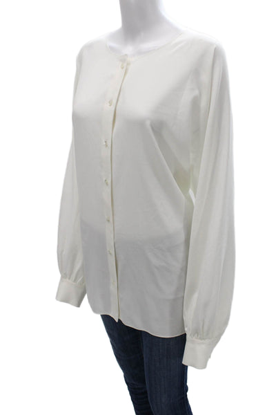 Pink Tartan Women White Long Sleeve Blouse Polyester Blend Size XL