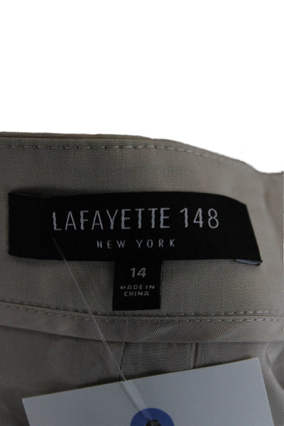 Lafayette 148 New York Womens Dress Pants Beige Virgin Wool Solid Size 14