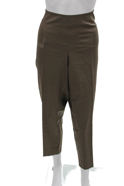 Lafayette 148 New York Women Dress Pants Brown Wool Zip Inseam 26 Size 14