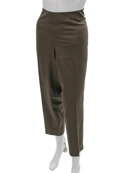 Lafayette 148 New York Women Dress Pants Brown Wool Zip Inseam 26 Size 14