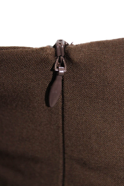 Lafayette 148 New York Women Dress Pants Brown Wool Zip Inseam 26 Size 14