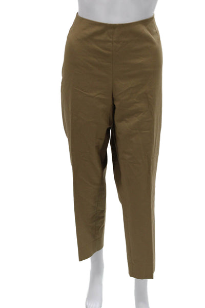 Lafayette 148 New York Womens Dress Pants Brown Cotton Blend Zip Size 14