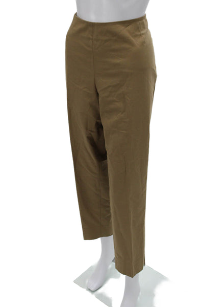 Lafayette 148 New York Womens Dress Pants Brown Cotton Blend Zip Size 14