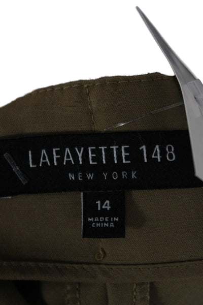 Lafayette 148 New York Womens Dress Pants Brown Cotton Blend Zip Size 14