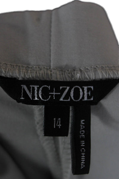 Nic + Zoe Women Cropped Pants Gray Rayon Zip Size 14