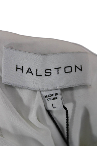 Halston Womens Blouson Dress White Cowl Neck Half Sleeve Knee Length Size L